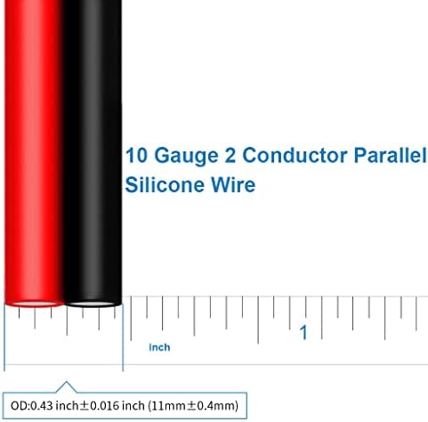 BNTECHGO 10 Gauge Flexible 2 Conductor Parallel Silicone Wire Spool Red Black High Resistant 200 deg C 600V for Single Color LED Strip Extension Cable Cord,Model,25ft Stranded Tinned Copper Wire - 画像 (3)