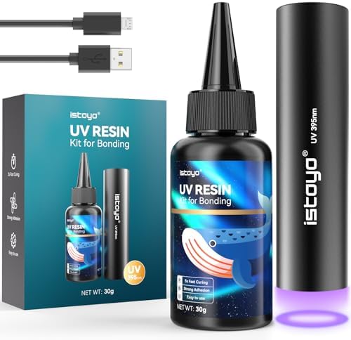 ISTOYO 30g強力瞬間接着剤、超多用途接着剤、uvランプ照射後4秒以内に急速に硬化でき、395 NM充電可能UV懐中電灯付き、金属、プラスチック、陶磁器 、ガラス、に使用できる、修復/固定/粘合/シール